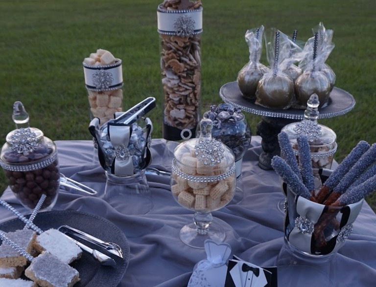 How To: DIY Tuxedo Wedding Dessert and Candy Buffet Table!