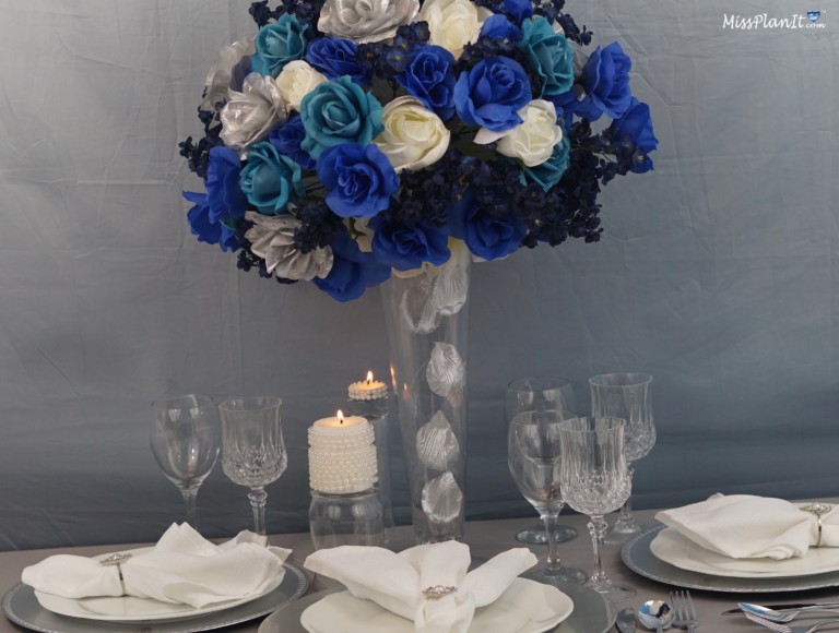 Blue Beauty DIY Tall Wedding Centerpiece