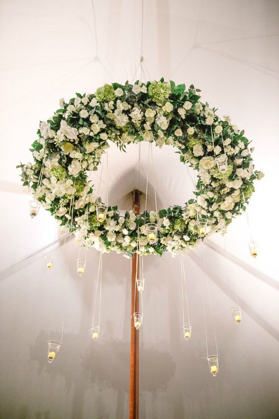26 Must-See Wedding Chandeliers You Could Totally DIY with a Hula Hoop.