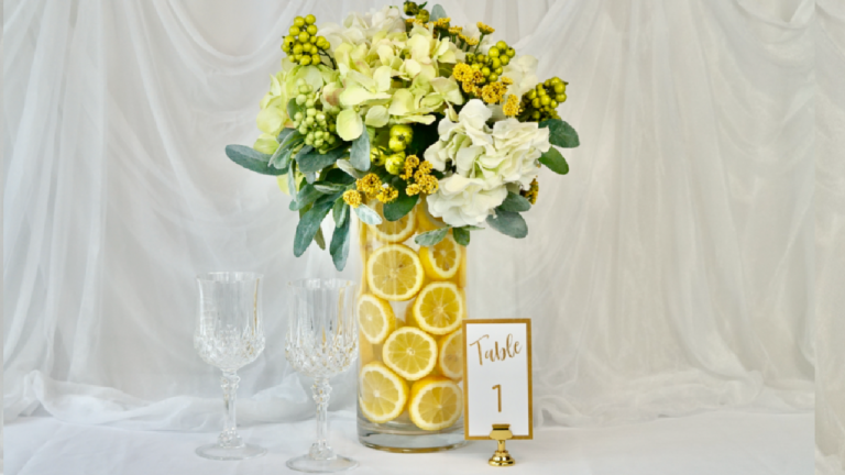 Simple DIY Lemon Summertime Wedding Centerpiece