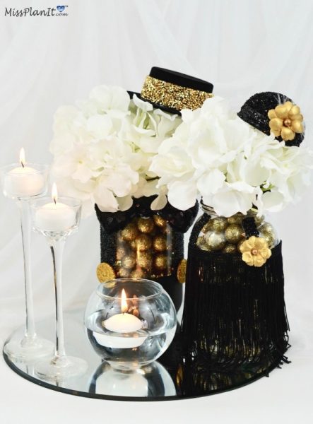Gatsby Roaring 20’s Mason Jar Party Centerpiece