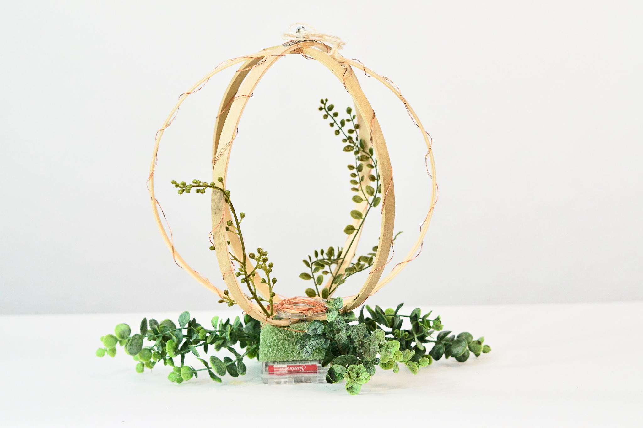 DIY Lighted Hanging Embroidery Hoop Orb Wedding Decor 