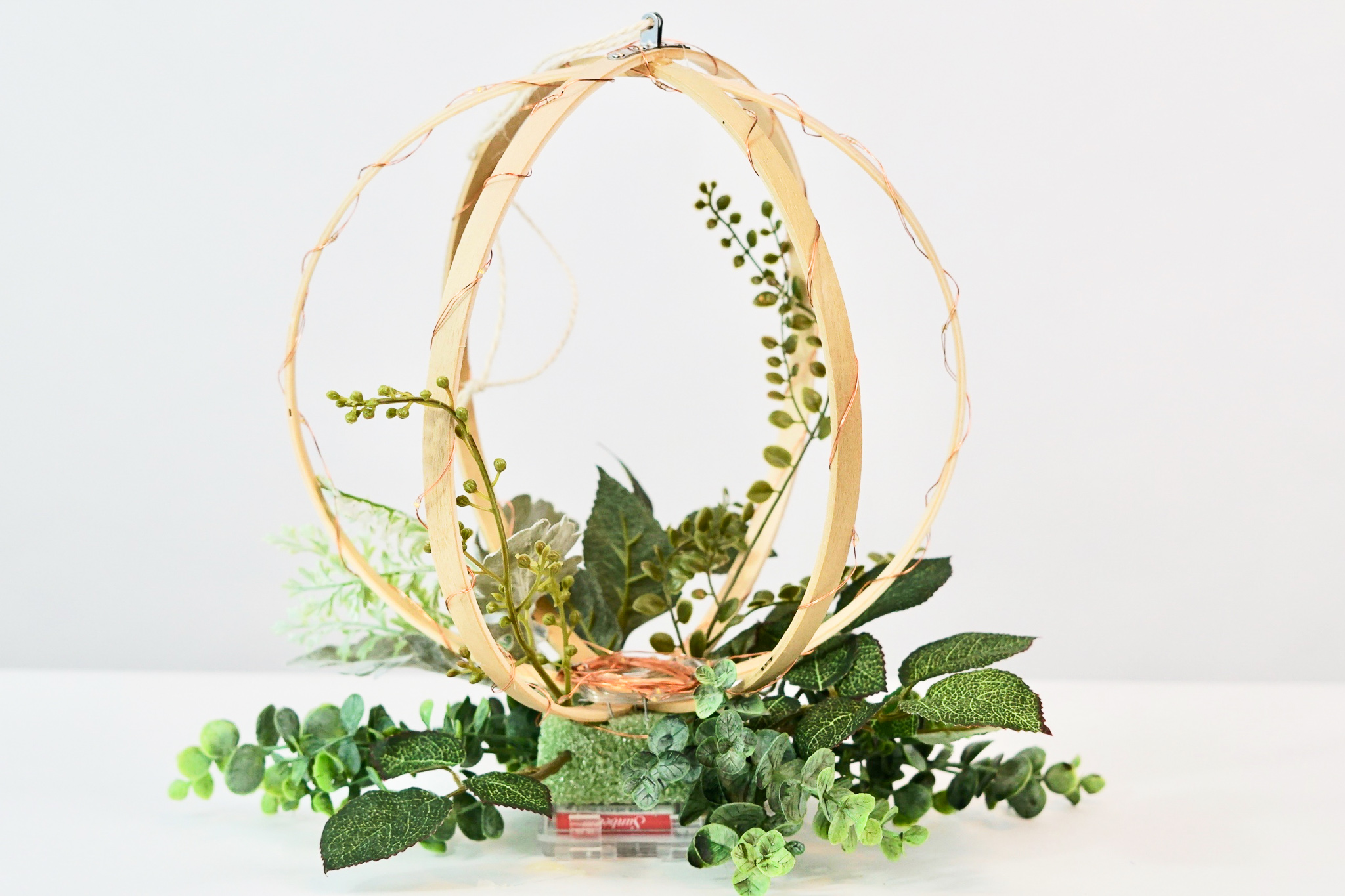 DIY Lighted Hanging Embroidery Hoop Orb Wedding Decor 