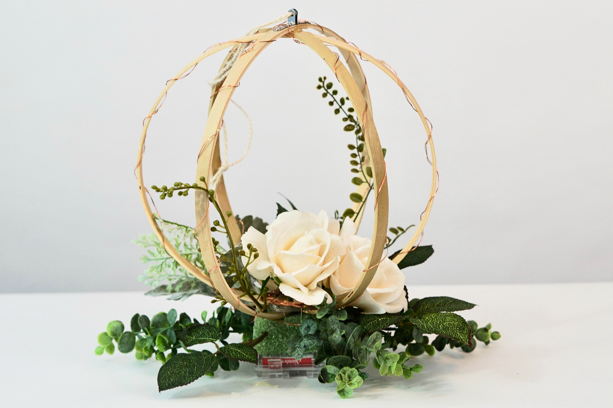 DIY Lighted Hanging Embroidery Hoop Orb Wedding Decor 