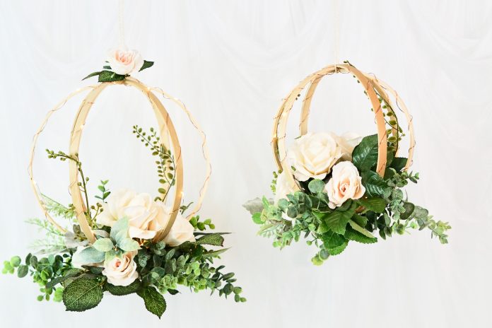 DIY Lighted Hanging Embroidery Hoop Orb Wedding Decor