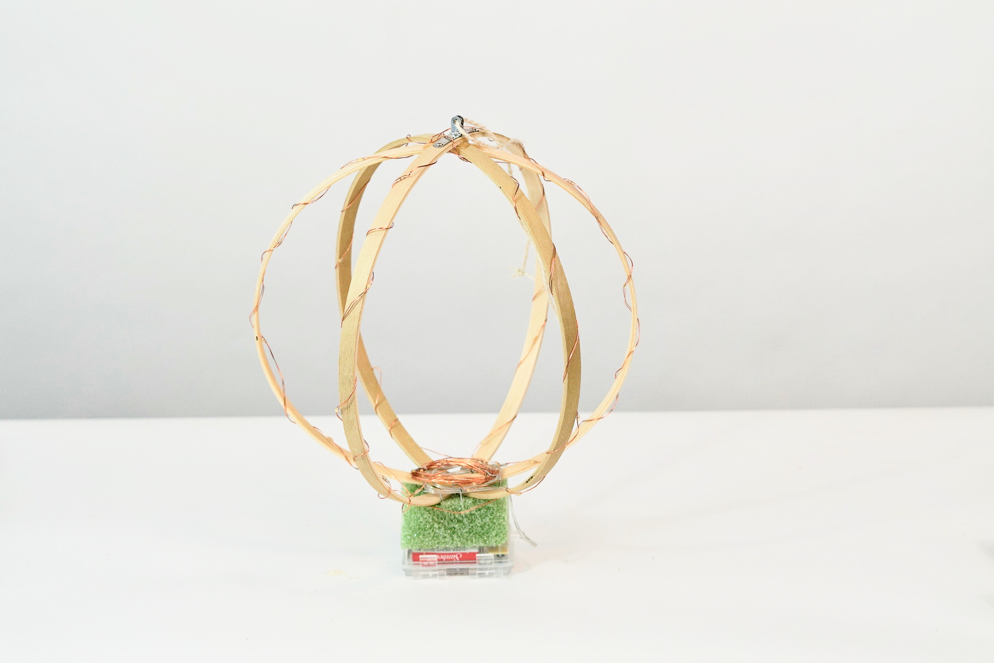 DIY Lighted Hanging Embroidery Hoop Orb Wedding Decor 