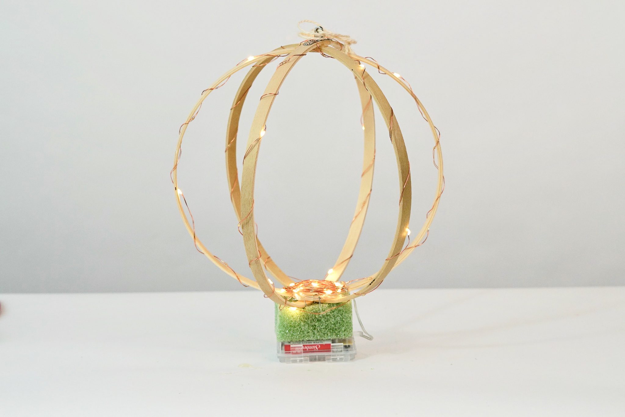 DIY Lighted Hanging Embroidery Hoop Orb Wedding Decor 