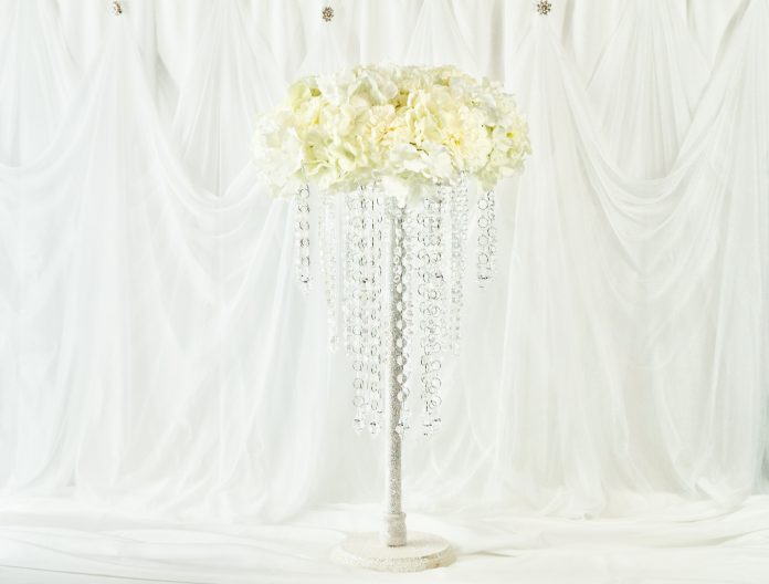 Tall White Hydrangeas Wedding Centerpiece