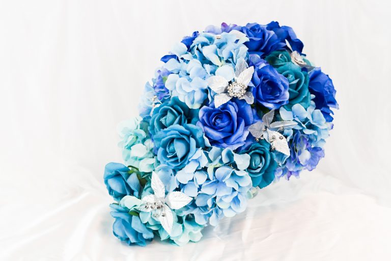 DIY $1 Hydrangeas Something Blue Cascading Wedding Bouquet