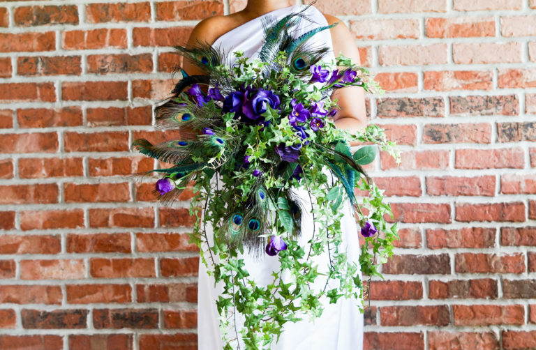 Peacock and Purple Bridal Bouquet