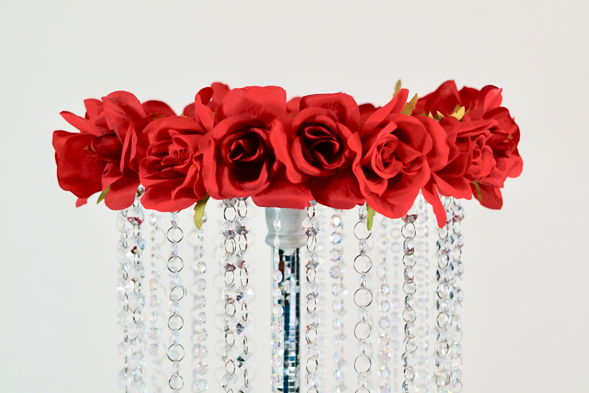 DIY Tall Rose Chandelier Wedding Centerpiece