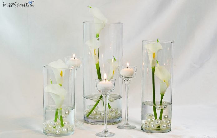 Elegant Pearl and Calla Lily Wedding Centerpiece