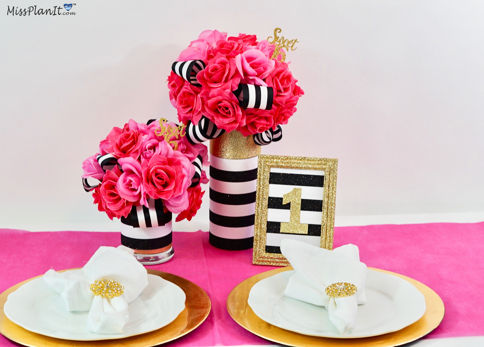 DIY Kate Spade Inspired Sweet 16 Birthday Centerpiece