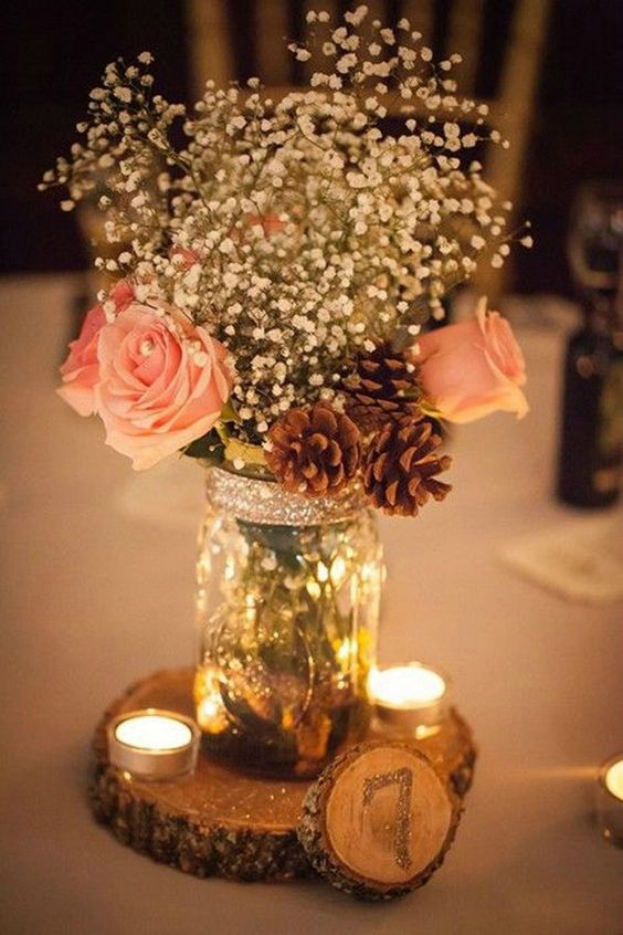 Mason Jar Wedding Centerpieces