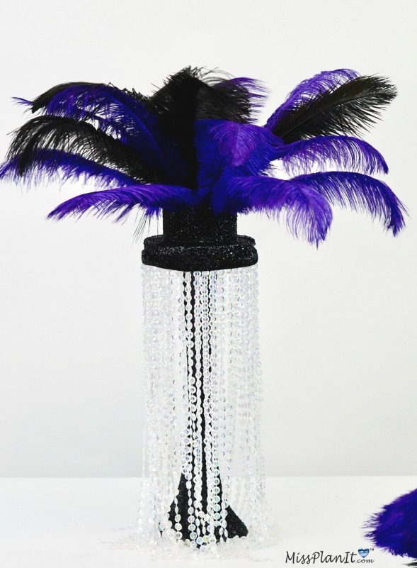 Dark Purple Ostrich Feather Centerpiece 