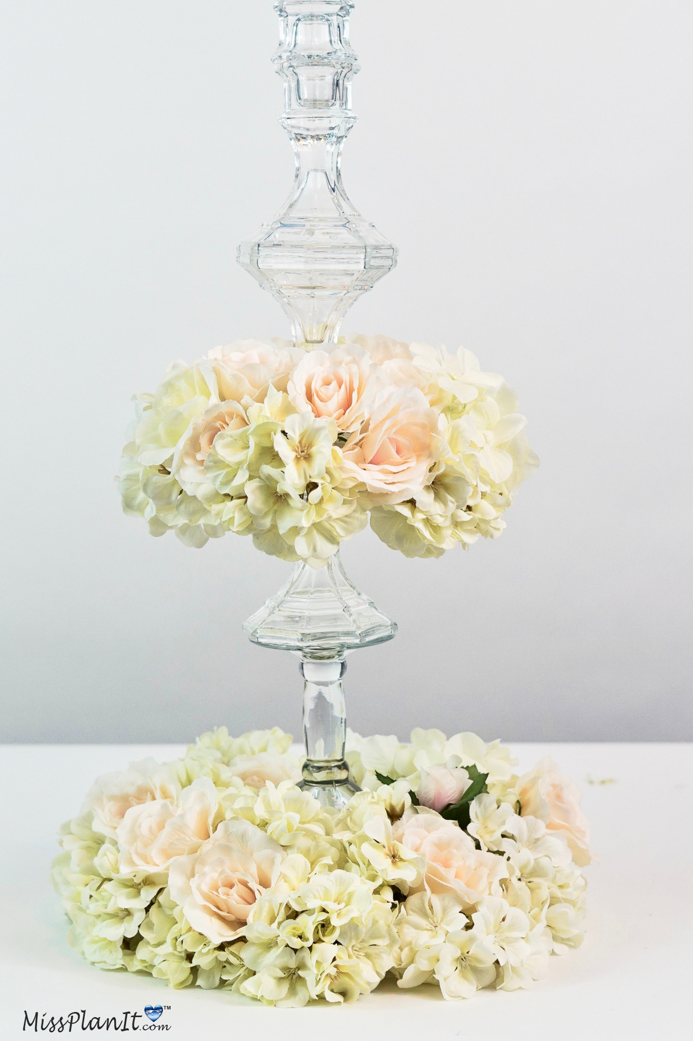 Tall Champagne and Blush Wedding Centerpiece