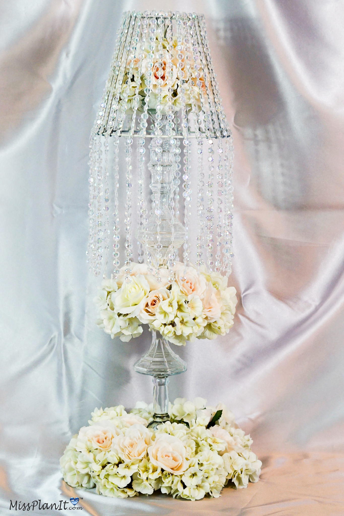 Tall Champagne and Blush Wedding Centerpiece