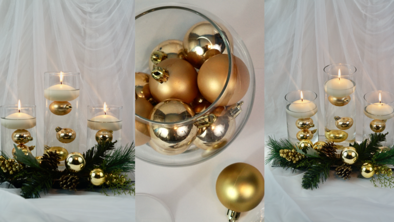 Dollar Tree $15 Gold Winter Wonderland Centerpiece